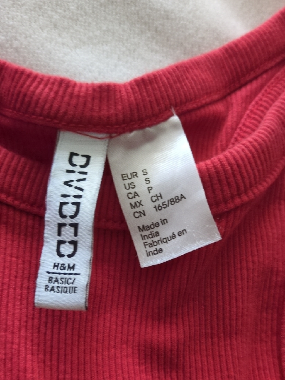 H&M Red Ribbed High-Neck Racerback Tank Top - Picture 2 of 2